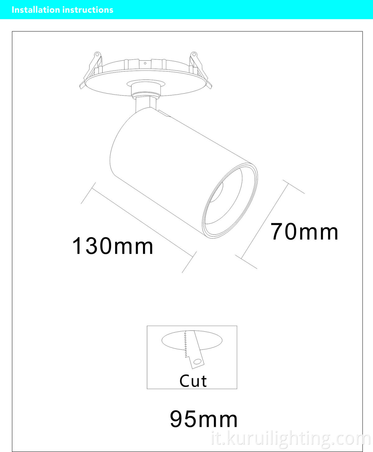 Spotlight a LED in alluminio in alluminio in alluminio a gambe rotonda da 25 W.